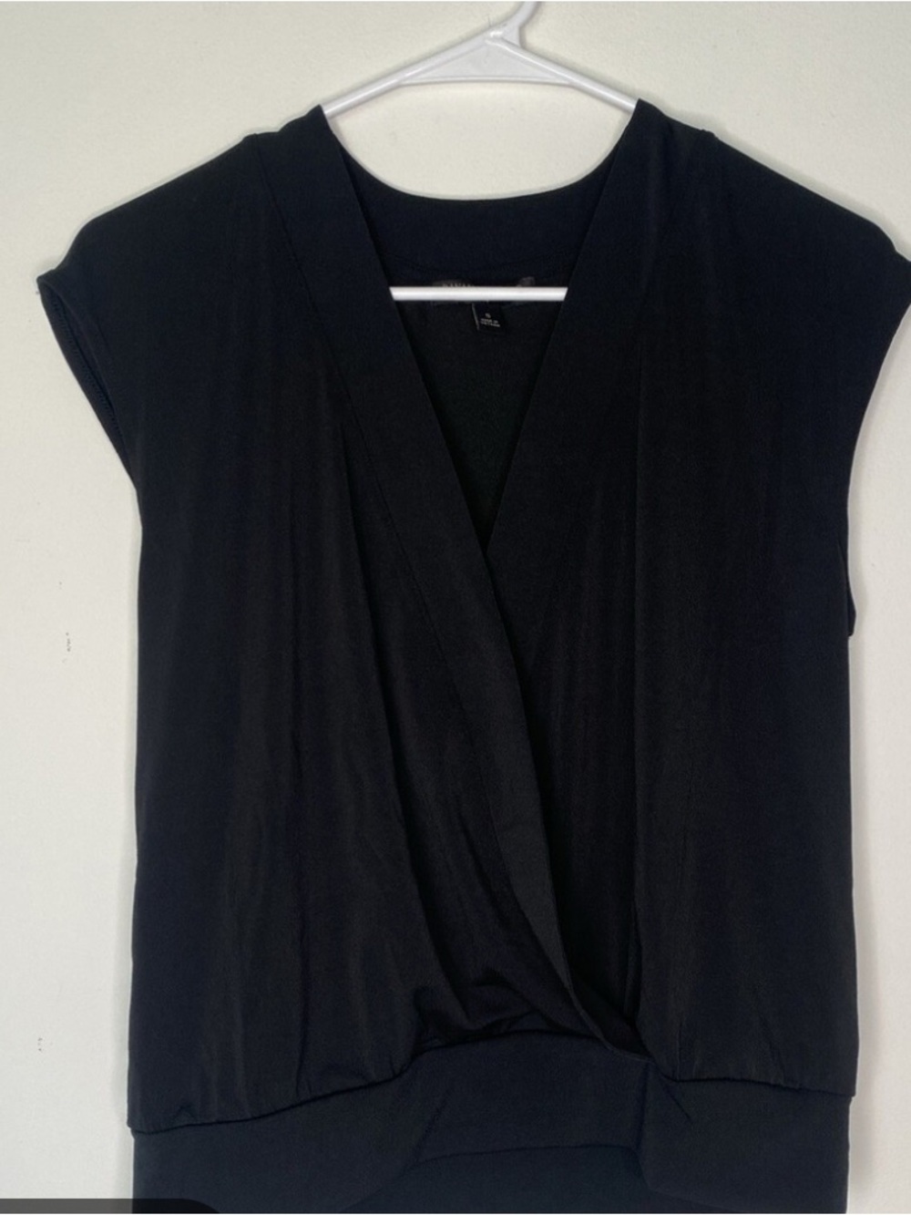 Banana Republic Black Short-Sleeve Faux-Wrap Top